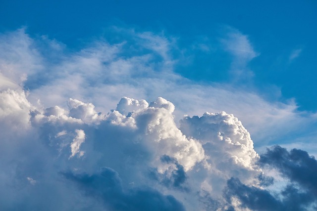 clouds, blue sky, sky, nature, blue